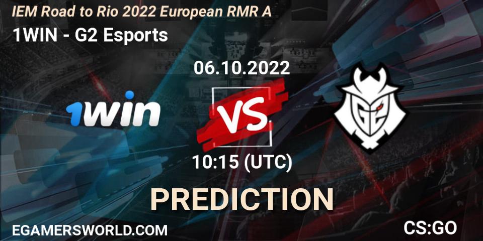 Prognose für das Spiel 1WIN VS G2 Esports. 06.10.2022 at 10:15. Counter-Strike (CS2) - IEM Road to Rio 2022 European RMR A