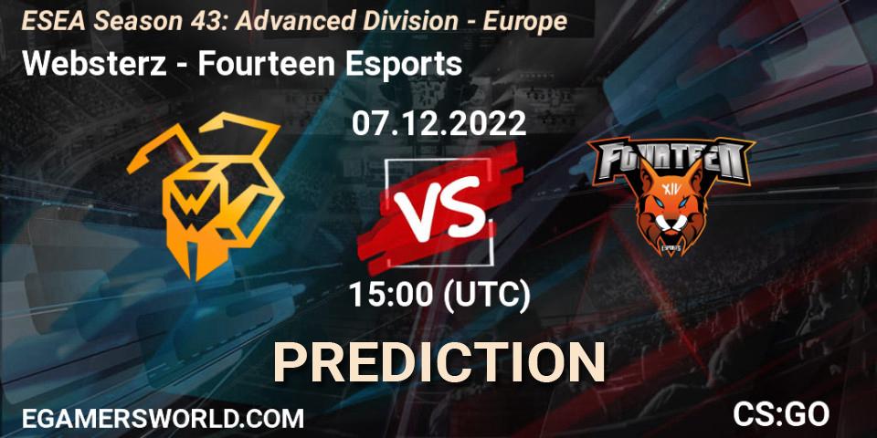 Prognose für das Spiel Websterz VS Fourteen Esports. 07.12.22. CS2 (CS:GO) - ESEA Season 43: Advanced Division - Europe