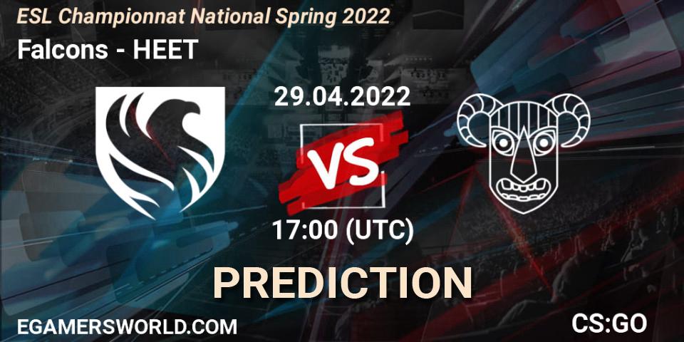 Prognose für das Spiel Falcons VS HEET. 29.04.2022 at 17:00. Counter-Strike (CS2) - ESL Championnat National Spring 2022