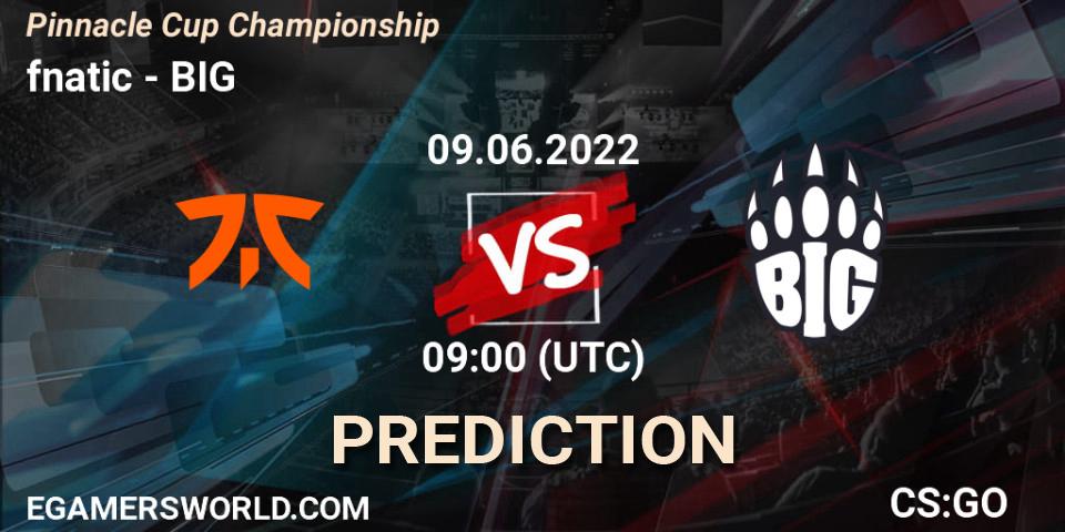 Prognose für das Spiel fnatic VS BIG. 09.06.22. CS2 (CS:GO) - Pinnacle Cup Championship