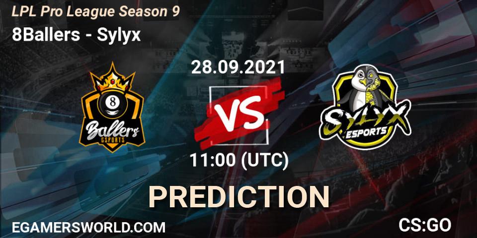 Prognose für das Spiel 8Ballers VS Sylyx. 28.09.2021 at 10:30. Counter-Strike (CS2) - LPL Pro League 2021 Season 3