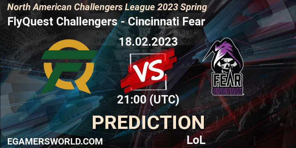 Prognose für das Spiel FlyQuest Challengers VS Cincinnati Fear. 18.02.23. LoL - NACL 2023 Spring - Group Stage