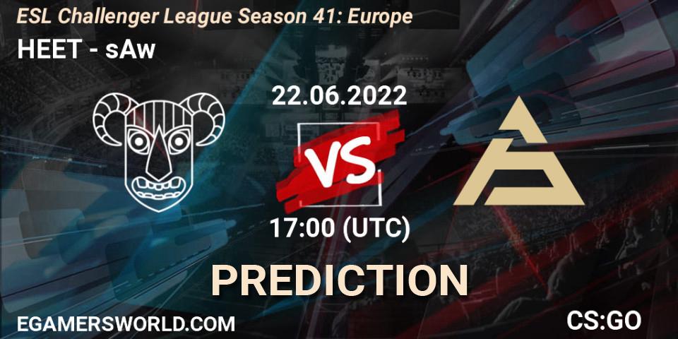 Prognose für das Spiel HEET VS sAw. 22.06.2022 at 17:00. Counter-Strike (CS2) - ESL Challenger League Season 41: Europe
