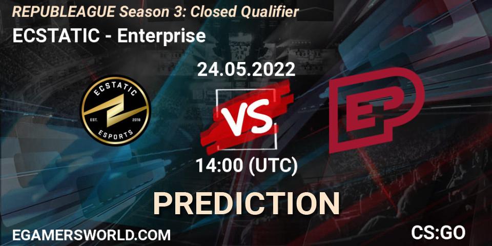 Prognose für das Spiel ECSTATIC VS Enterprise. 24.05.2022 at 14:00. Counter-Strike (CS2) - REPUBLEAGUE Season 3: Closed Qualifier