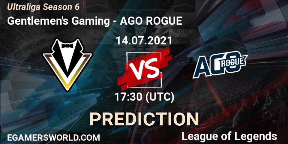 Prognose für das Spiel Gentlemen's Gaming VS AGO ROGUE. 14.07.2021 at 17:30. LoL - Ultraliga Season 6
