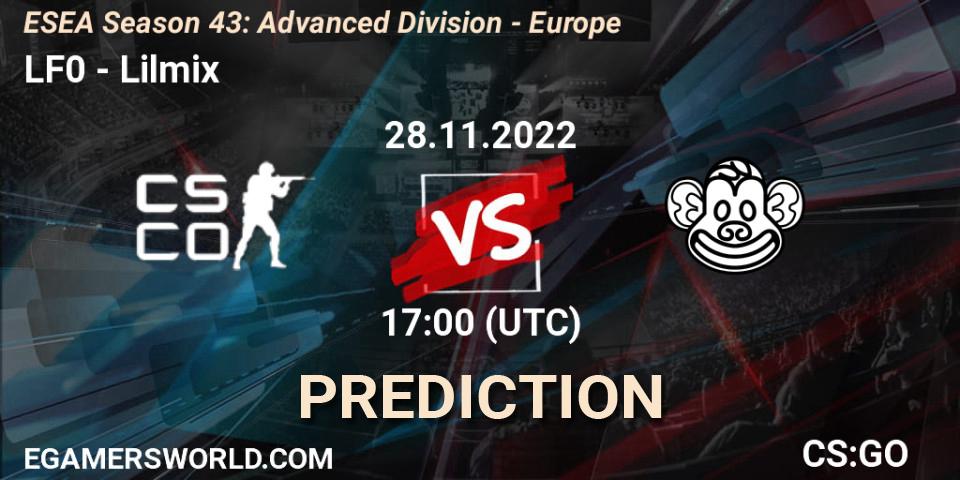 Prognose für das Spiel LF0 VS Lilmix. 28.11.22. CS2 (CS:GO) - ESEA Season 43: Advanced Division - Europe