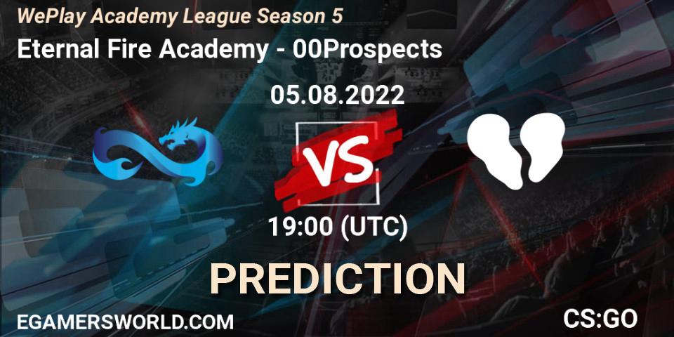 Prognose für das Spiel Eternal Fire Academy VS 00Prospects. 05.08.2022 at 19:00. Counter-Strike (CS2) - WePlay Academy League Season 5