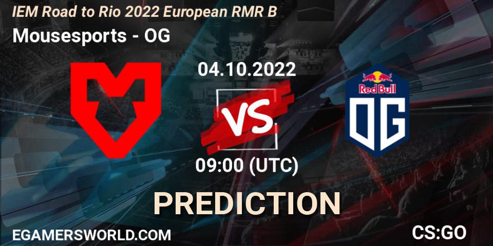 Prognose für das Spiel MOUZ VS OG. 04.10.22. CS2 (CS:GO) - IEM Road to Rio 2022 European RMR B
