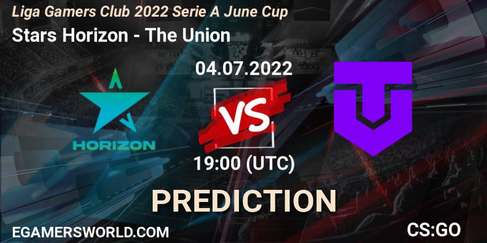 Prognose für das Spiel Stars Horizon VS The Union. 04.07.2022 at 19:00. Counter-Strike (CS2) - Liga Gamers Club 2022 Serie A June Cup