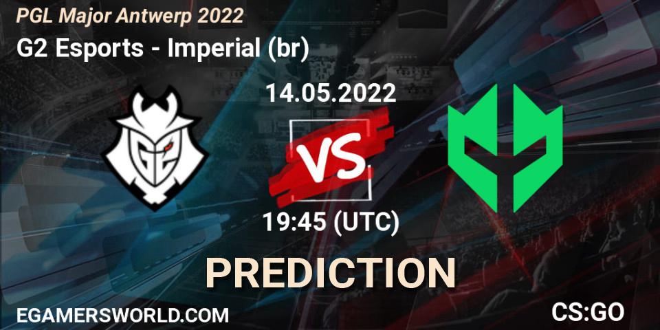Prognose für das Spiel G2 Esports VS Imperial (br). 14.05.2022 at 19:10. Counter-Strike (CS2) - PGL Major Antwerp 2022
