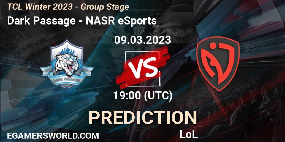 Prognose für das Spiel Dark Passage VS NASR eSports. 16.03.2023 at 19:00. LoL - TCL Winter 2023 - Group Stage