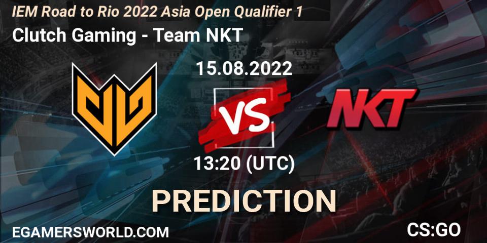 Prognose für das Spiel Clutch Gaming VS Team NKT. 15.08.2022 at 13:20. Counter-Strike (CS2) - IEM Road to Rio 2022 Asia Open Qualifier 1