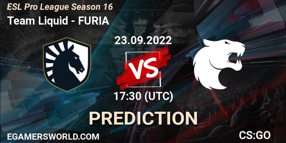 Prognose für das Spiel Team Liquid VS FURIA. 23.09.22. CS2 (CS:GO) - ESL Pro League Season 16