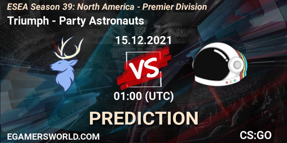 Prognose für das Spiel Triumph VS Party Astronauts. 15.12.21. CS2 (CS:GO) - ESEA Season 39: North America - Premier Division