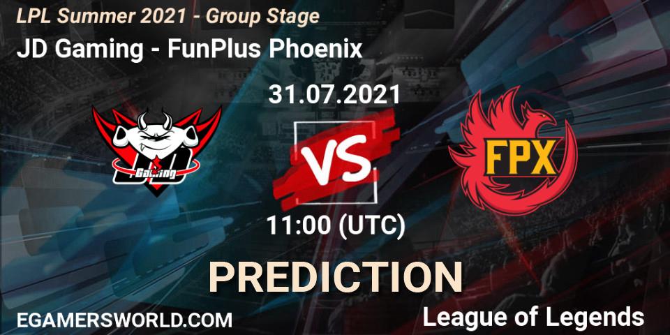 Prognose für das Spiel JD Gaming VS FunPlus Phoenix. 31.07.21. LoL - LPL Summer 2021 - Group Stage