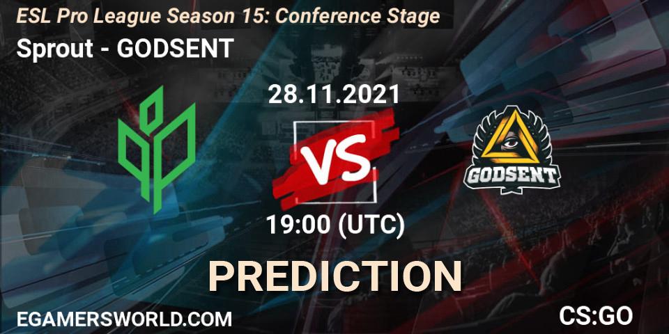 Prognose für das Spiel Sprout VS GODSENT. 28.11.2021 at 19:00. Counter-Strike (CS2) - ESL Pro League Season 15: Conference Stage