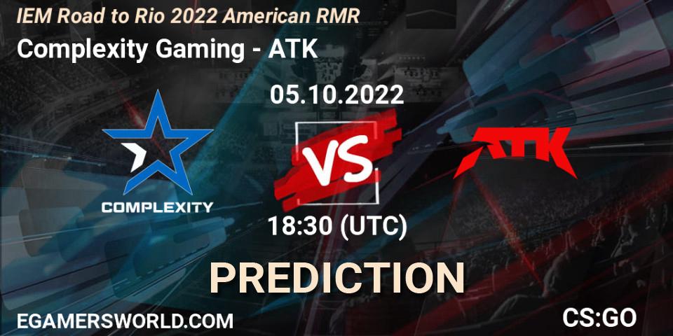 Prognose für das Spiel Complexity Gaming VS ATK. 05.10.22. CS2 (CS:GO) - IEM Road to Rio 2022 American RMR