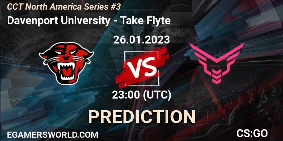 Prognose für das Spiel Davenport University VS Take Flyte. 27.01.2023 at 23:00. Counter-Strike (CS2) - CCT North America Series #3