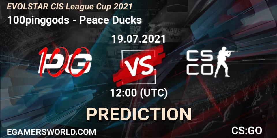 Prognose für das Spiel 100pinggods VS Peace Ducks. 19.07.2021 at 12:05. Counter-Strike (CS2) - EVOLSTAR CIS League Cup 2021