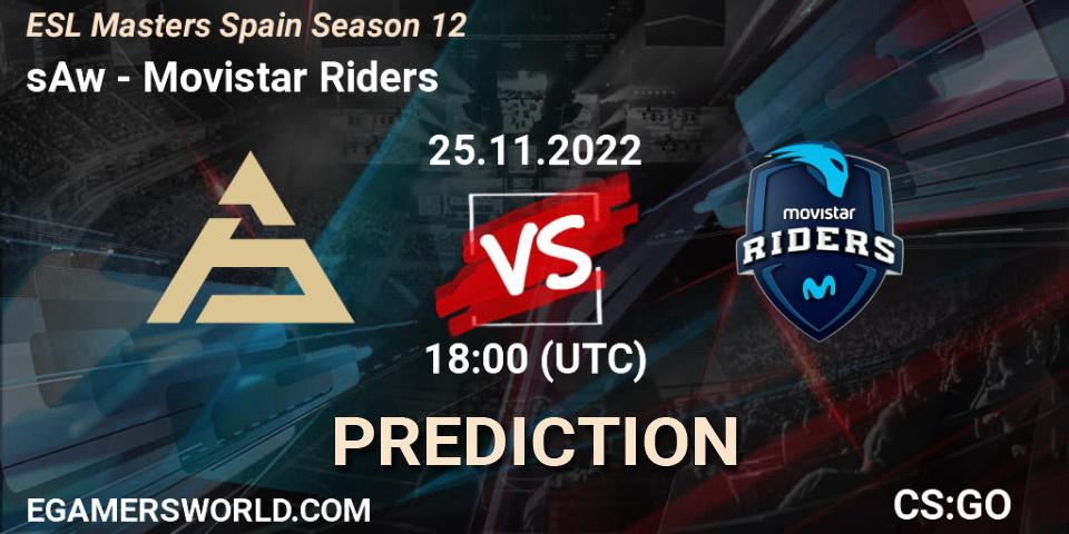 Prognose für das Spiel sAw VS Movistar Riders. 25.11.2022 at 18:00. Counter-Strike (CS2) - ESL Masters España Season 12: Online Stage