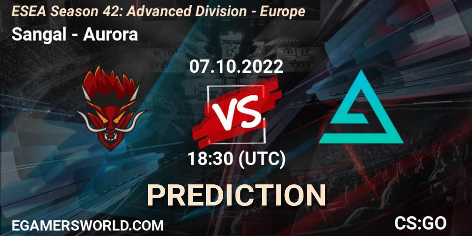 Prognose für das Spiel Sangal VS Aurora. 07.10.2022 at 18:00. Counter-Strike (CS2) - ESEA Season 42: Advanced Division - Europe