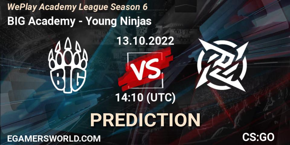Prognose für das Spiel BIG Academy VS Young Ninjas. 13.10.2022 at 14:10. Counter-Strike (CS2) - WePlay Academy League Season 6
