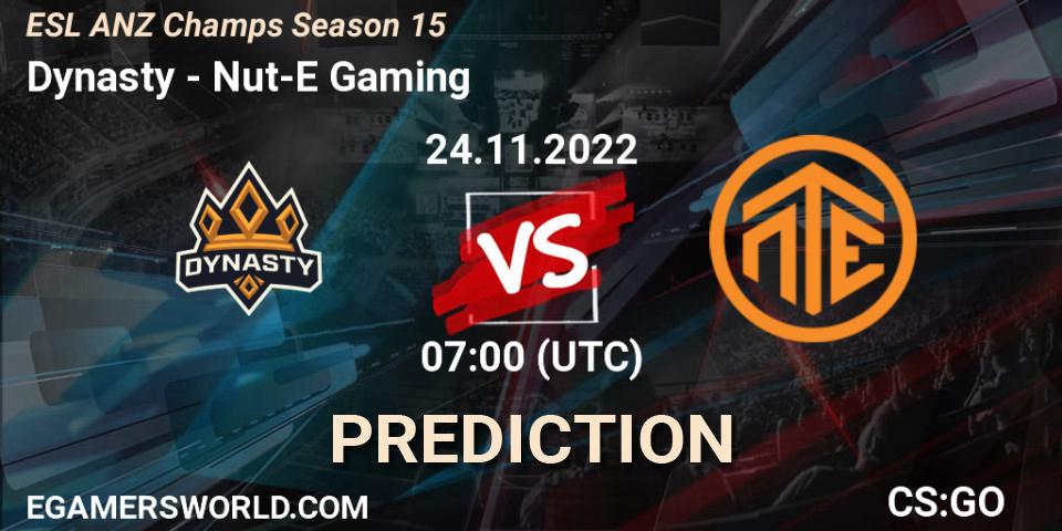 Prognose für das Spiel Dynasty VS Nut-E Gaming. 25.11.22. CS2 (CS:GO) - ESL ANZ Champs Season 15