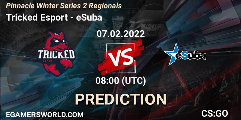 Prognose für das Spiel Tricked Esport VS eSuba. 07.02.2022 at 08:00. Counter-Strike (CS2) - Pinnacle Winter Series 2 Regionals