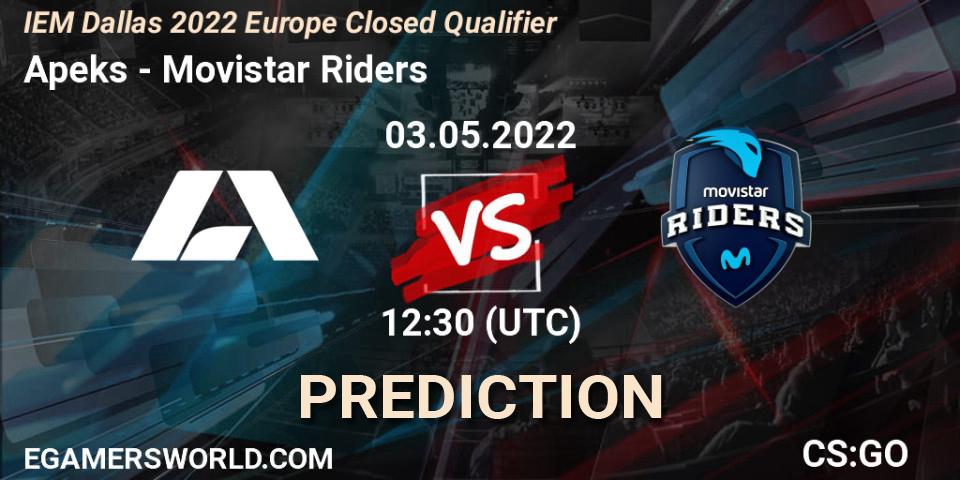 Prognose für das Spiel Apeks VS Movistar Riders. 03.05.22. CS2 (CS:GO) - IEM Dallas 2022 Europe Closed Qualifier