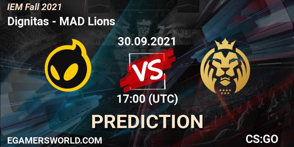 Prognose für das Spiel Dignitas VS MAD Lions. 30.09.2021 at 17:10. Counter-Strike (CS2) - IEM Fall 2021: Europe RMR
