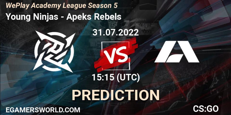 Prognose für das Spiel Young Ninjas VS Apeks Rebels. 31.07.22. CS2 (CS:GO) - WePlay Academy League Season 5
