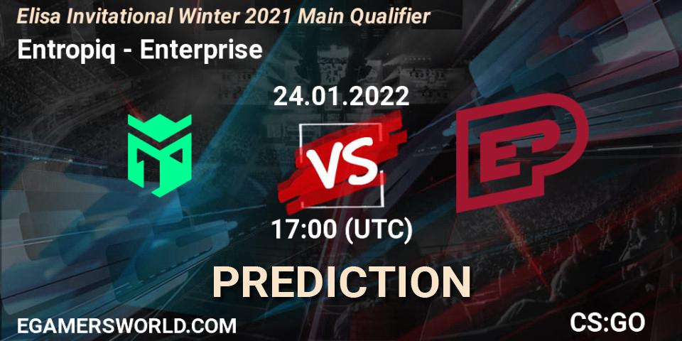 Prognose für das Spiel Entropiq VS Enterprise. 27.01.2022 at 11:00. Counter-Strike (CS2) - Elisa Invitational Winter 2021 Main Qualifier