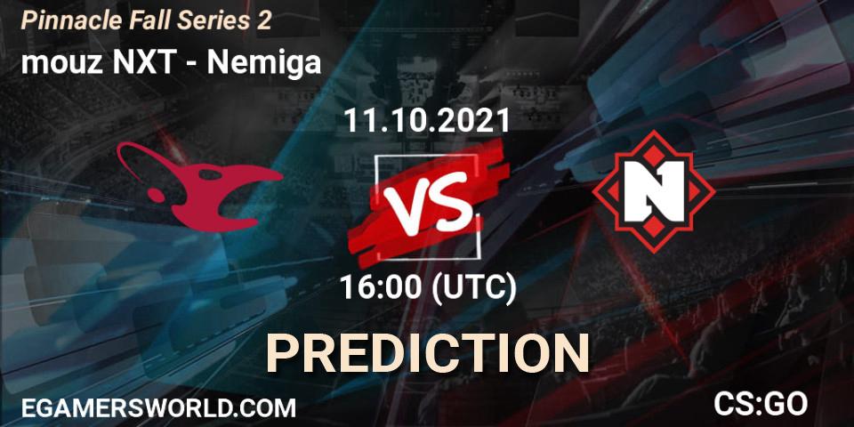 Prognose für das Spiel mouz NXT VS Nemiga. 11.10.2021 at 16:00. Counter-Strike (CS2) - Pinnacle Fall Series #2