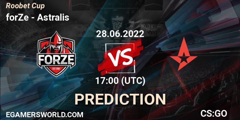 Prognose für das Spiel forZe VS Astralis. 28.06.2022 at 17:00. Counter-Strike (CS2) - Roobet Cup