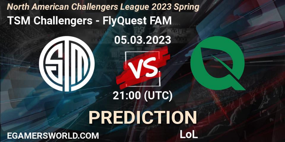 Prognose für das Spiel TSM Challengers VS FlyQuest FAM. 05.03.23. LoL - NACL 2023 Spring - Group Stage