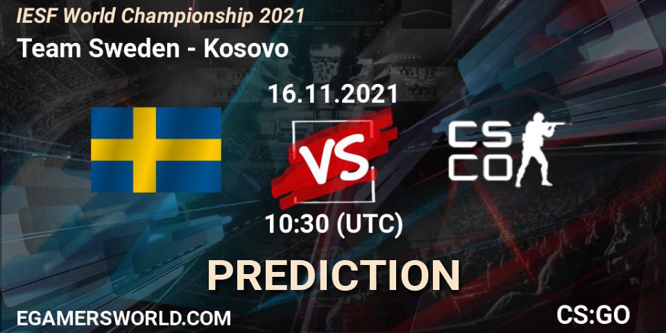Prognose für das Spiel Team Sweden VS Kosovo. 16.11.2021 at 10:30. Counter-Strike (CS2) - IESF World Championship 2021