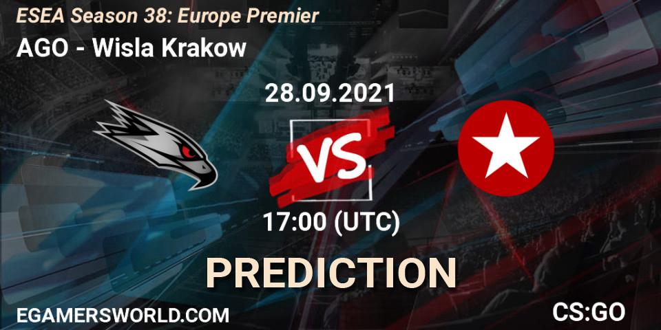 Prognose für das Spiel AGO VS Wisla Krakow. 28.09.2021 at 17:40. Counter-Strike (CS2) - ESEA Season 38: Europe Premier