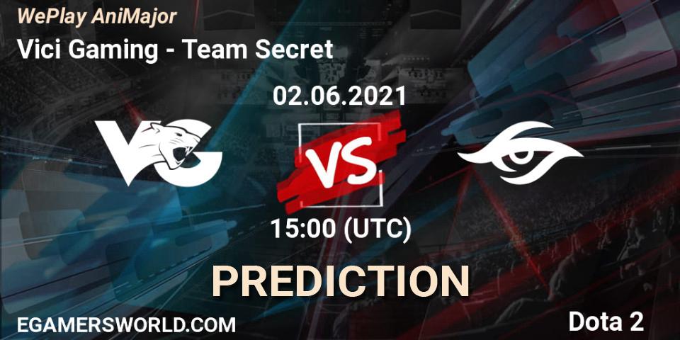 Prognose für das Spiel Vici Gaming VS Team Secret. 02.06.21. Dota 2 - WePlay AniMajor 2021
