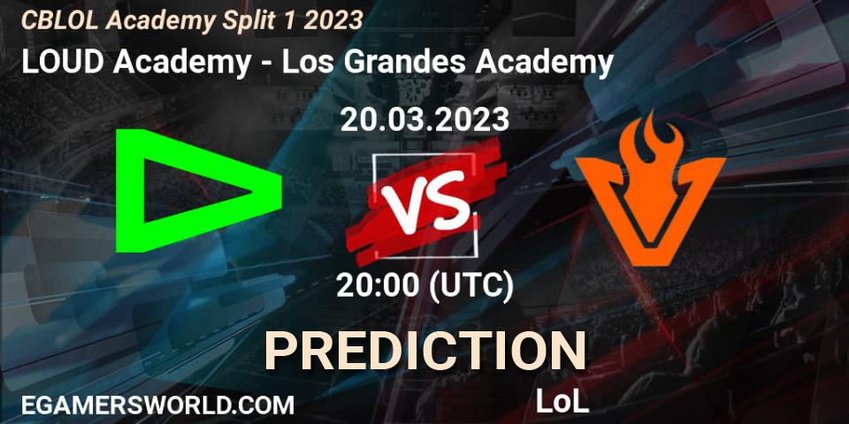 Prognose für das Spiel LOUD Academy VS Los Grandes Academy. 20.03.2023 at 20:00. LoL - CBLOL Academy Split 1 2023