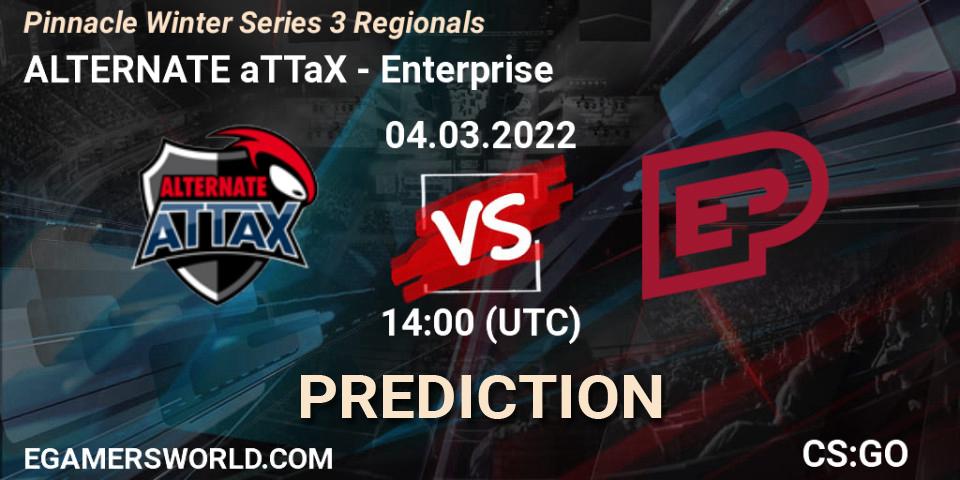 Prognose für das Spiel ALTERNATE aTTaX VS Enterprise. 04.03.2022 at 14:00. Counter-Strike (CS2) - Pinnacle Winter Series 3 Regionals