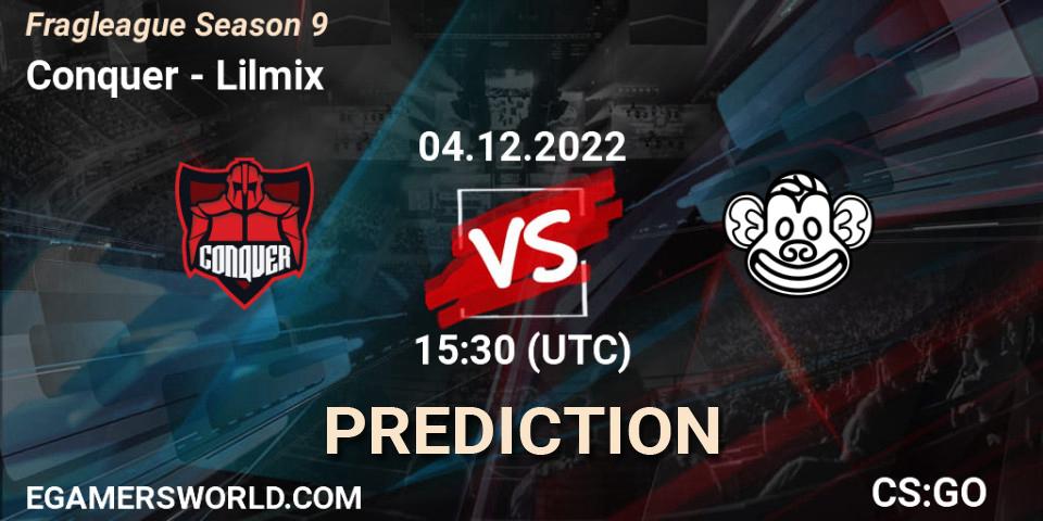 Prognose für das Spiel Conquer VS Lilmix. 04.12.22. CS2 (CS:GO) - Fragleague Season 9