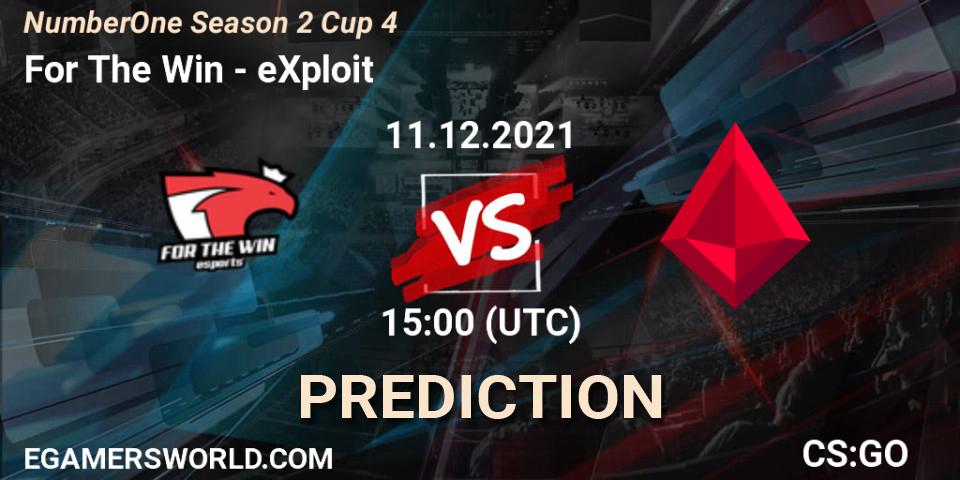Prognose für das Spiel For The Win VS eXploit. 11.12.21. CS2 (CS:GO) - NumberOne Season 2: Legend Stage 4