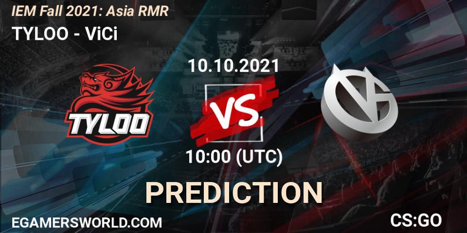 Prognose für das Spiel TYLOO VS ViCi. 10.10.21. CS2 (CS:GO) - IEM Fall 2021: Asia RMR