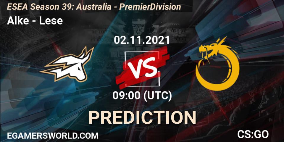 Prognose für das Spiel Alke VS Lese. 02.11.2021 at 09:00. Counter-Strike (CS2) - ESEA Season 39: Australia - Premier Division
