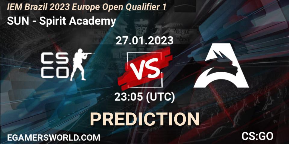 Prognose für das Spiel SUN VS Spirit Academy. 28.01.23. CS2 (CS:GO) - IEM Brazil Rio 2023 Europe Open Qualifier 1