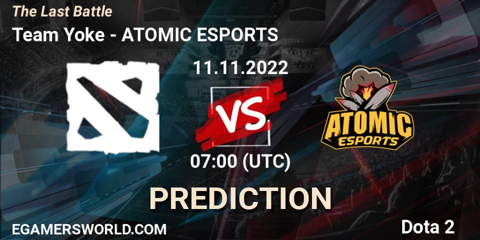 Prognose für das Spiel Team Yoke VS ATOMIC ESPORTS. 11.11.2022 at 07:00. Dota 2 - The Last Battle