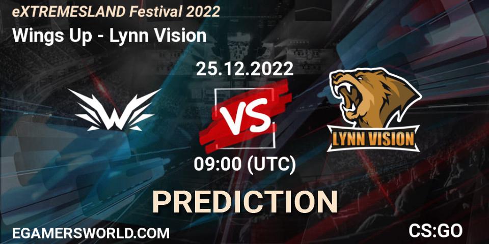 Prognose für das Spiel Wings Up VS Lynn Vision. 25.12.2022 at 06:10. Counter-Strike (CS2) - eXTREMESLAND Festival 2022