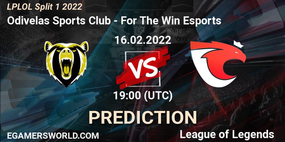 Prognose für das Spiel Odivelas Sports Club VS For The Win Esports. 16.02.2022 at 19:00. LoL - LPLOL Split 1 2022
