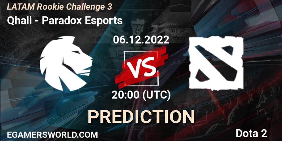 Prognose für das Spiel Qhali VS Paradox Esports. 06.12.22. Dota 2 - LATAM Rookie Challenge 3