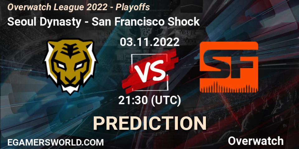 Prognose für das Spiel Seoul Dynasty VS San Francisco Shock. 03.11.22. Overwatch - Overwatch League 2022 - Playoffs